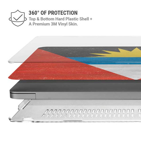 Antigua and Barbuda Flag Distressed MacBook Pro 14in (2021-24) Case plus Skin